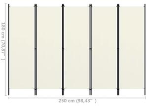 VidaXL krémfehér 5 paneles paraván 250 x 180 cm