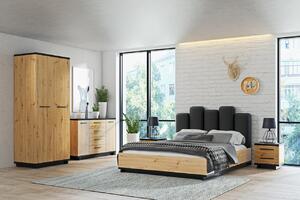 MEBLINE Hálószobabútor INES 1 tölgy Artisan / fekete matt