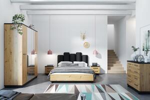MEBLINE Hálószobabútor INES 2 tölgy Artisan / fekete matt