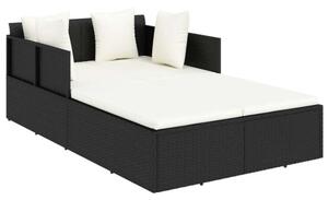 VidaXL Napozóágy - Polyrattan - Fekete - 182x118x63 cm