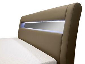 Kárpitozott ÁGY ZENONE LED világítással + matrac DE LUX, 200x200, madryt 160