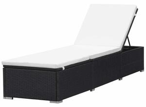 VidaXL Napozóágy - 2 db - Fekete Polyrattan - Párnával
