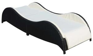 VidaXL Napozóágy - Fekete Polyrattan - 200cm