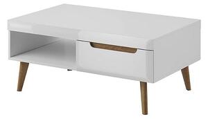 GLUM NL107 dohányzóasztal, 80x197x56 cm, magasfényű fehér/riviera tölgy