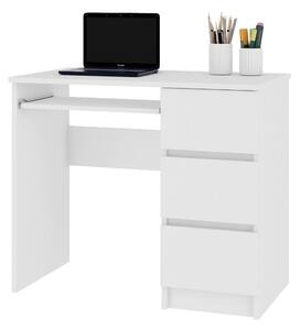 KORDA A-6 íróasztal, 90x77x50, fehér, jobbos