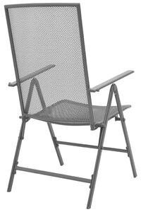 VidaXL 7-részes antracit acél kerti étkezőszett összecsukható székkel