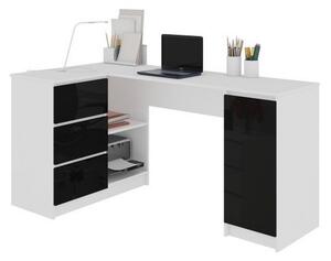 AKORD B20 íróasztal, 155x77x85/48,5, magasfényű fehér, balos