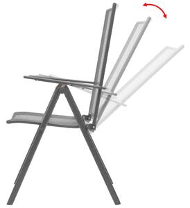 VidaXL 7-részes antracit acél kerti étkezőszett összecsukható székkel