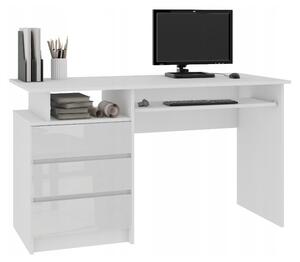 AKORD CLP 135 íróasztal, 135x77x60, fehér/magasfényű fehér