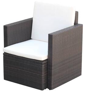 VidaXL barna polyrattan kerti szék hát- és ülőpárnával