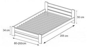 P/ HERA tömörfa ágy, 120x200 cm, dió-lakk