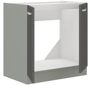 GRISS ZL 2F BB konyhai szekrény mosogató alá, 80x82x52, szürke/szürke magasfényű