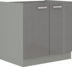 GREY ZL 2F BB konyhai szekrény mosogató alá, 80x82x52, szürke/szürke magasfényű