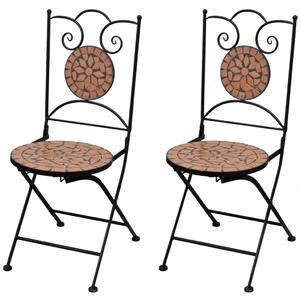VidaXL 2 db terrakotta színű összecsukható kerámia kerti szék