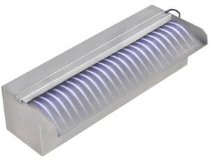 VidaXL Négyszögletes rozsdamentes acél medence szökőkút LED fényekkel 30 cm