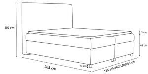 FAVA boxspring kárpitozott ágy + fedő, 120x200, fancy 59