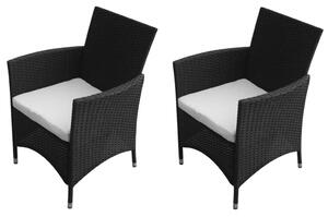 VidaXL 2 db fekete polyrattan kerti szék
