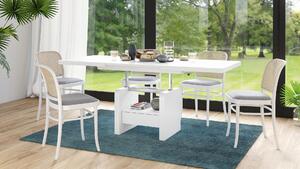 LEXUS kinyitható dohányzóasztal emelhető asztallap funkcióval, fehér matt
