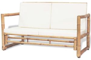VidaXL kétszemélyes bambusz kerti kanapé párnákkal