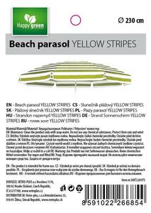 Happy Green strand napernyő sárga csíkos, 230 cm