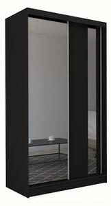 GRACJA tolóajtós ruhásszekrény tükörrel, fekete, 150x216x61