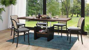 LEXUS kinyitható dohányzóasztal, emelhető asztallap funkcióval, barna tölgy / fekete matt