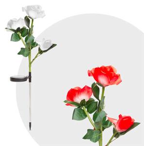 Leszúrható szolár virág - piros, fehér rózsa, RGB LED - 70 cm - 2