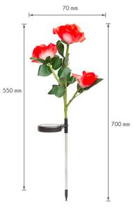 Leszúrható szolár virág - piros, fehér rózsa, RGB LED - 70 cm - 2