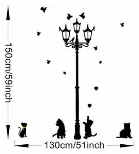 Fekete cicák a lámpa alatt öntapadó dekoráció