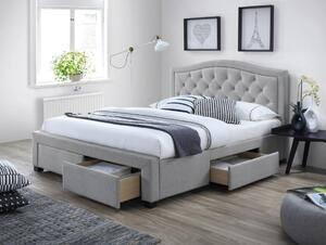 ELECTRA kárpitozott ágy + ágyrács, 140x200, szürke/tölgy