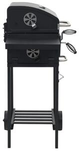 VidaXL fekete színű faszén tüzelésű grillsütő alsó polccal