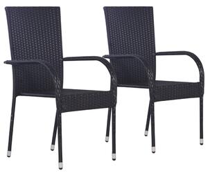 VidaXL 2 db fekete rakásolható polyrattan kültéri szék