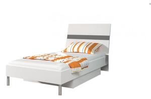 DARCY P1 gyerek ágy, 90x200 cm, fehér/magasfényű szürke