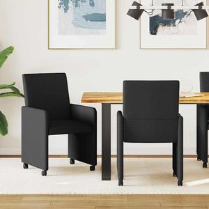 Étkező Székek kerékkel 2 pcs Fekete 57 x 66 x 94 cm szövet