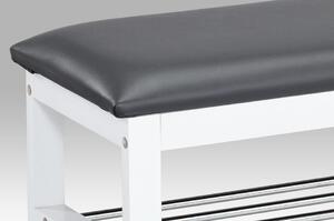 Cipőtartó állvány ülőkével, 2 szintes,fehér/szürke, 80 x 30 x 49 cm