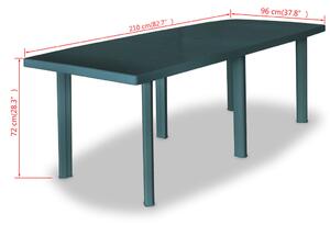 VidaXL zöld műanyag kerti asztal 210 x 96 x 72 cm