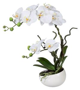 Mű orchidea virágtartóban, fehér, 42 cm
