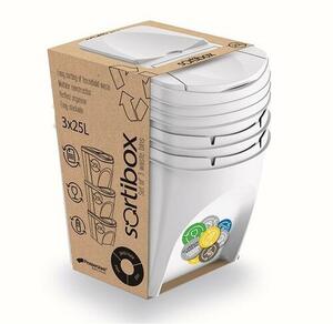 Sortibox Szelektív hulladékgyűjtő kosarak 25 l, 3 db, fehér IKWB20S3 S449