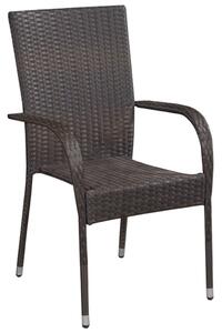 VidaXL 6 db barna rakásolható polyrattan kültéri szék