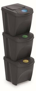 Sortibox szelektív hulladékgyűjtő kosarak 25 l, 3 db, antracit