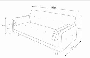 BIANCA ágyazható kárpitozott kanapé, 230x87x87, malmo 61