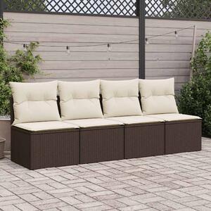 VidaXL 2 részes barna polyrattan akácfa kerti ülőgarnitúra párnákkal