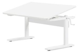 Állítható magasságú asztal, dönthető lappal, fehér
