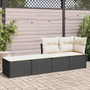 VidaXL 2 részes fekete polyrattan akácfa kerti ülőgarnitúra párnával
