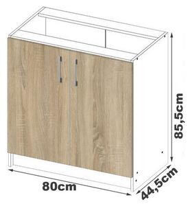 SALTO S60 2D alsó konyhaszekrény munkalappal, 60x85,5x46, sonoma/fehér