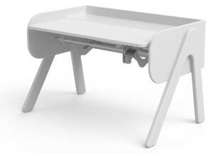 WOODY Állítható magasságú asztal, dönthető asztallappal, fehér színben, fehére pácolt kerettel