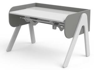 WOODY Állítható magasságú asztal, dönthető asztallappal, fehér színben, szürke kerettel
