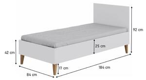 TOBIS gyerekágy + matrac, 80x180, szürke