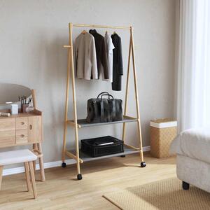 VidaXL bambusz ruhaállvány polcokkal és kerekekkel 96x45,5x155,5 cm