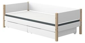 Flexa NOR egyszemélyes ágy 200, 2db fiókkal, fehér, tölgyfa lábbal